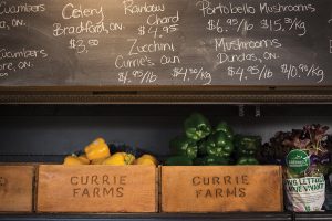 Currie’s Farm Market offers a variety of fresh produce, much of which is grown on their own land and other local farms.