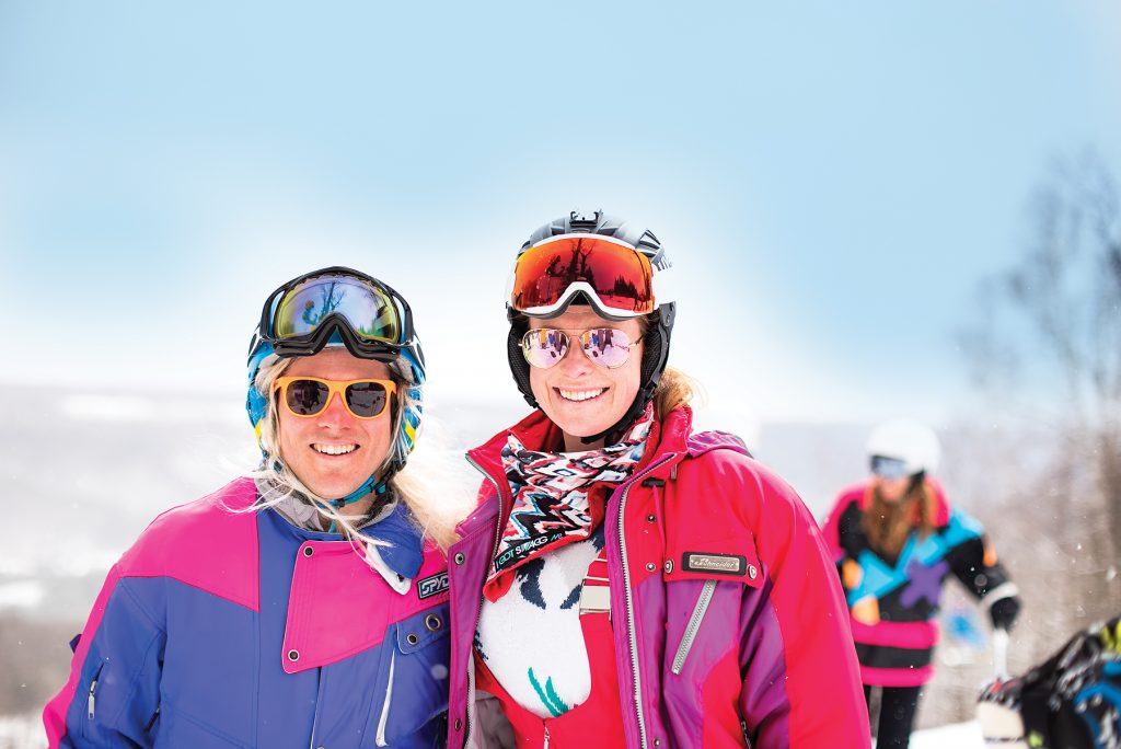 Carter Nicoll (left) and Jenna Meilzymski are all smiles at Beaver Valley Ski Club.
