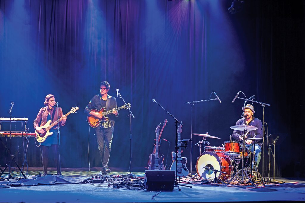Legendary singer/songwriter Hawksley Workman (far right) performs a sold-out show at the Marsh Street Centre with Colleen Brown on bass and Marcus Paquin on guitar.