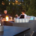 A summer evening on the outdoor patio. Even though the condo is downtown, “it’s surprisingly quiet,” says John.