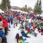 A crowd gathers outside the Beaver Valley Ski Club (BVSC) clubhouse for the club championship awards. The championships, held over two days, include all disciplines and all ages from tiny tots to 90-plus.