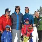 Three generations of one family take a break from skiing at Alpine Ski Club. Back row, l-r: Rick Pettit, Michael McDonald, Sarah McDonald, Karen Pettit. Front row, l-r: Emerson McDonald, Adelaide McDonald.