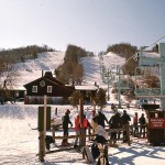 This photo from 1973 shows Osler Bluff’s Clubhouse Chair in the foreground. Installed in 1969, it was Osler’s first chairlift and the first triple chairlift on the Escarpment. In the background is the former Wagner farmhouse, which served as Osler Bluff’s clubhouse from 1951 until 1978, undergoing many renovations and additions over those years. After the clubhouse was destroyed by fire in 1978, a new, modern clubhouse was built, which is still in use today.