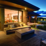 Carefully placed outdoor lighting enhances the deck setting and adds ambiance for outdoor enjoyment.