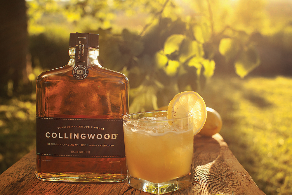 Summertime is cocktail time – perfect for a whisky sour made with Collingwood Whisky, maple-sweetened lemonade and Amaretto. Recipe on following page.