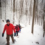 Tim Sproll of Free Spirit Tours (front) takes clients on a wine and snowshoe tour of Metcalfe Rock – one of the few areas at Kolapore where snowshoeing is permitted.