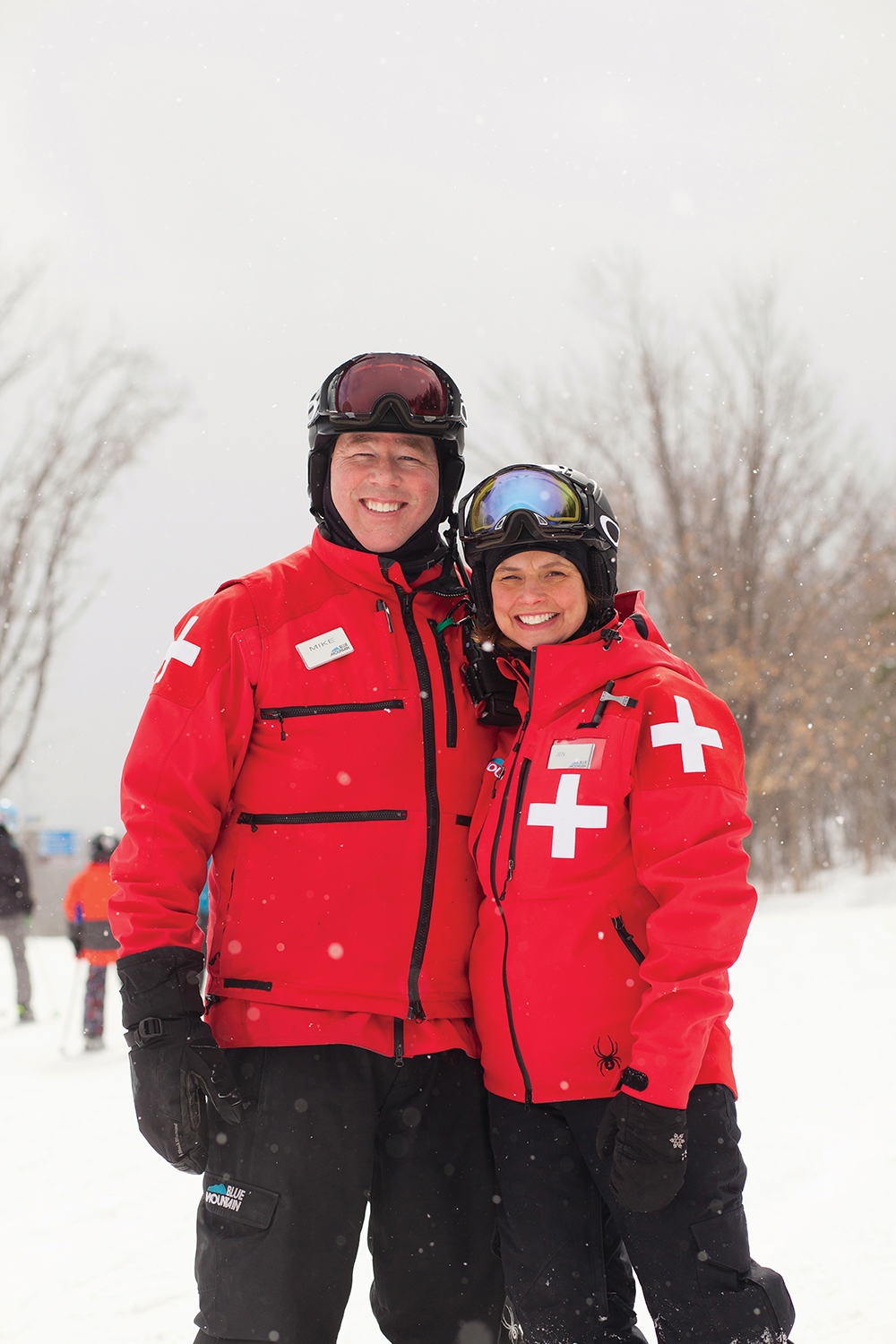 Mike and Jen Scholte have been ski patrollers at Blue Mountain Resort on and off for 12 years.