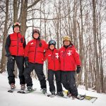 Blue Mountain ski patrollers Dicken Worsley, Mike Scholte, Jen Scholte and Lyle Plater.