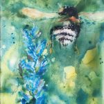 Martha Bull – “Bee and Delphinium,” 6 x 8 inches, watercolour on board