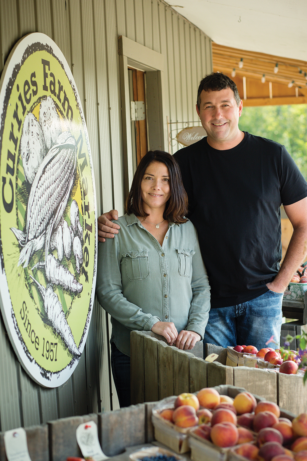 Candice and Chris Currie took over the farm and market from Chris’s dad, Alvin, seven years ago.