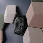 The BeoSound Shape speaker system by Bang and Olufsen are sculpture-like speakers that come in a variety of shapes and colours that can be assembled to look like wall art.