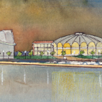 Wiggins’ concept for a performing arts centre that would replace a demolished Terminals building.