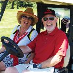 Barb McKenzie and Andy Hims on a Probus golf day