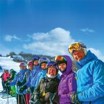 Ski Bees get ready to hit the slopes. Top, l-r: Darice Lush, Sue Friebel, Maarthen Reinders, Lorraine Neville, Theresa Vanhaverbeke, Karen Simpson and Ski Bees pro Mike Casey.