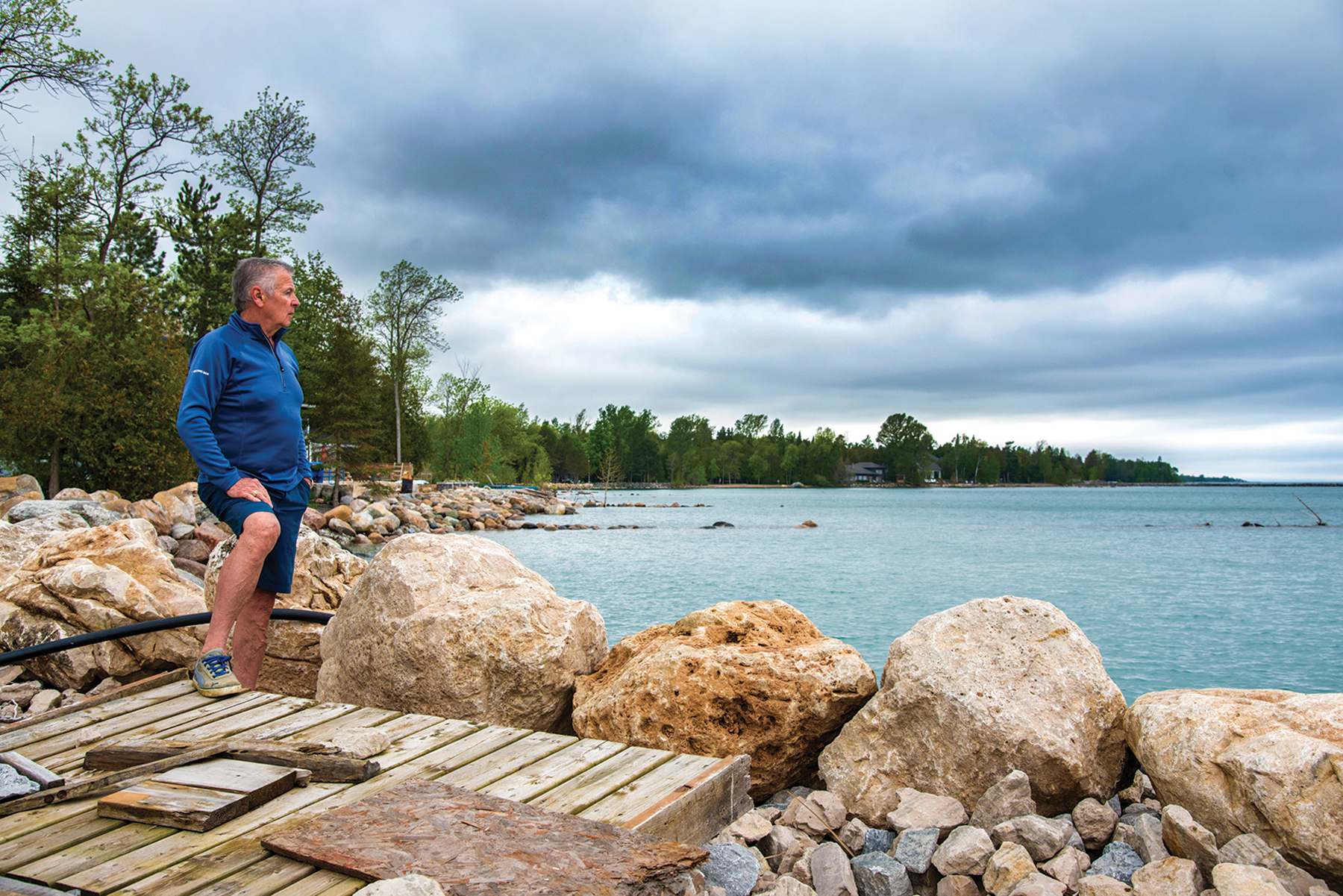 In The Blue Mountains, the shoreline for homeowner Boyd Van Allen and his neighbours is now a rock wall