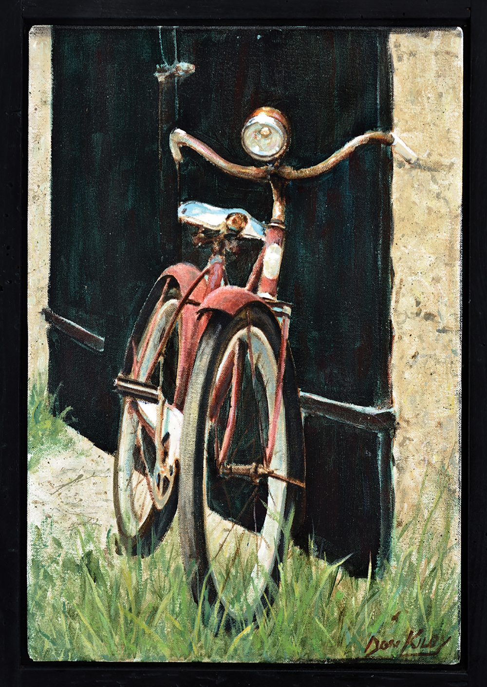 Red Bike, by Don Kilby. Acrylic on canvas, 14 x 20 inches framed.