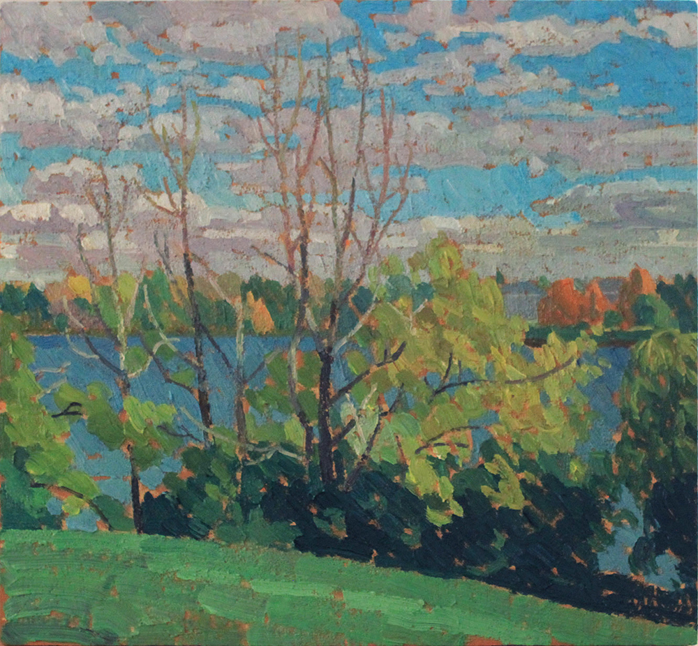 Professor’s Lake, Fall, by Jesse Unsworth. Oil on wood panel, 10 x 12 inches.