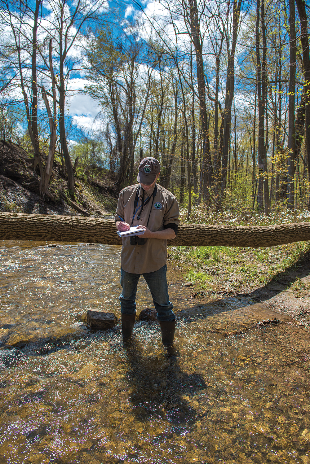 Dave Featherstone, a senior ecologist with the Nottawasaga Valley Conservation Authority, monitors the health of Collingwood’s Black Ash Creek, which runs from the top of the Niagara Escarpment through the town of Collingwood before reaching Georgian Bay via Collingwood Harbour.