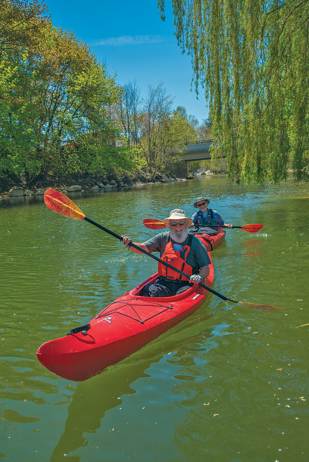 Customers of West’s kayak rental business in Meaford Harbour can also paddle the Big Head River