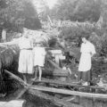 This photo, taken circa 1918, shows Clara Short, Agnes Collins and Agnes’ sons Gordon and Aubrey at “the flume,” which stretched from the Kolapore Dam on Kolapore Creek to the sawmill owned by Agnes’ husband, Charlie Collins.