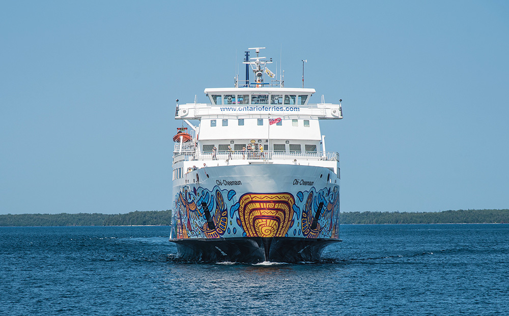 The Chi Cheemaun ferry makes daily trips between Tobermory and Manitoulin Island.