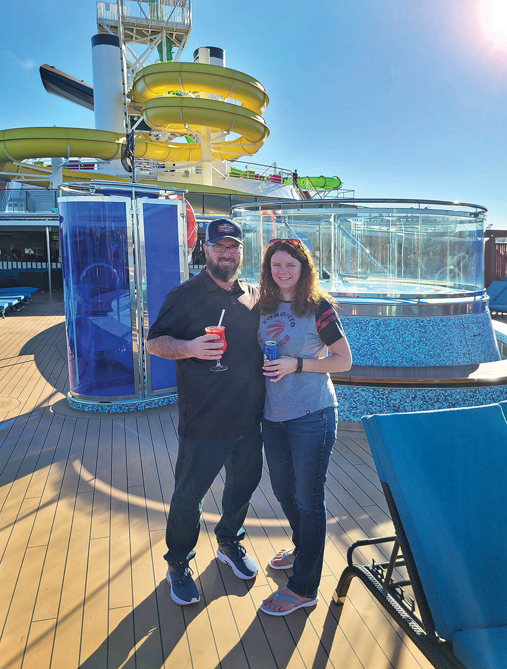 Cindy Caines and Ken Dillman sailed on the Carnival Miracle, departing from California on a two-week voyage to Hawaii.