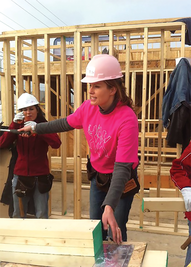 Schnarre on the job at Habitat for Humanity construction site Scarborough (the Women Build campaign).