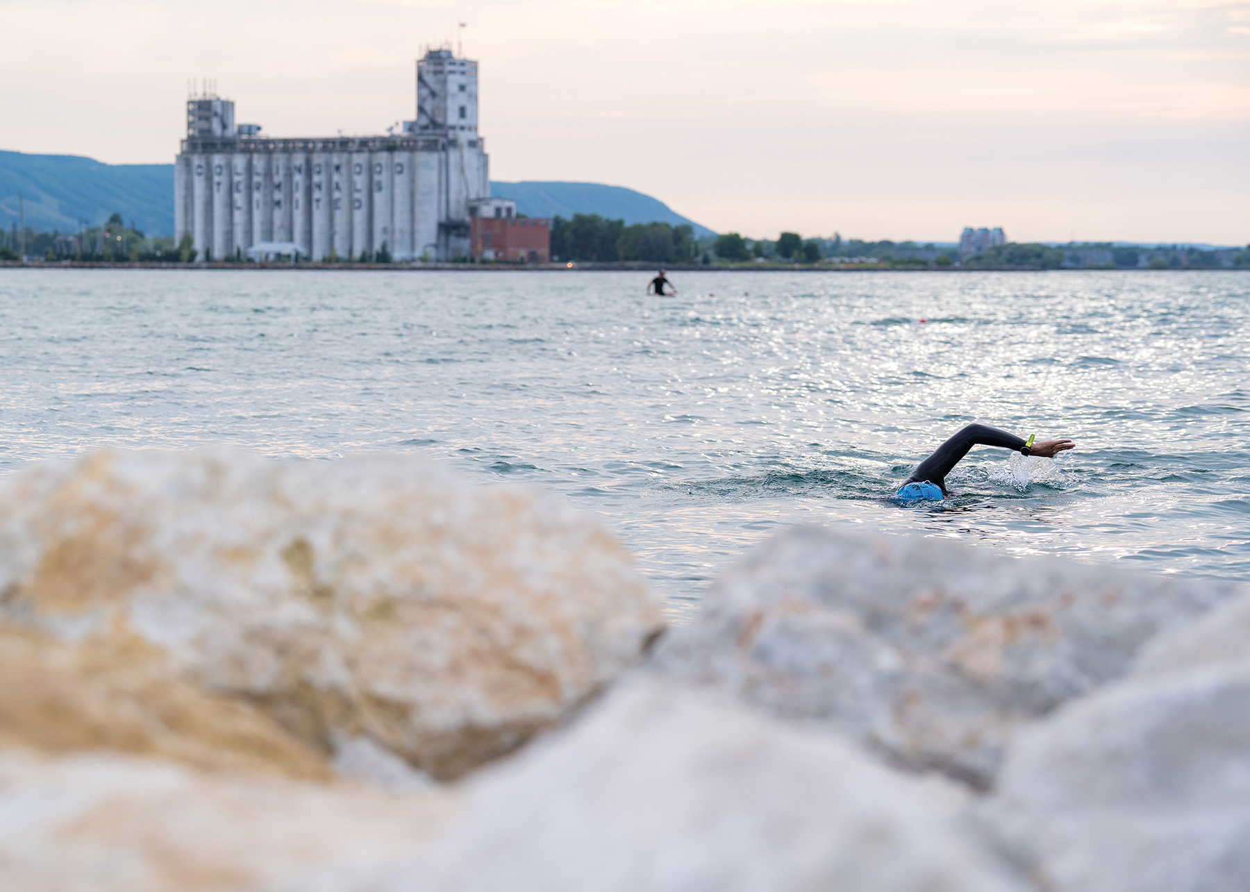 The turquoise waters at Sunset Point, with Collingwood’s grain elevators keeping watch.