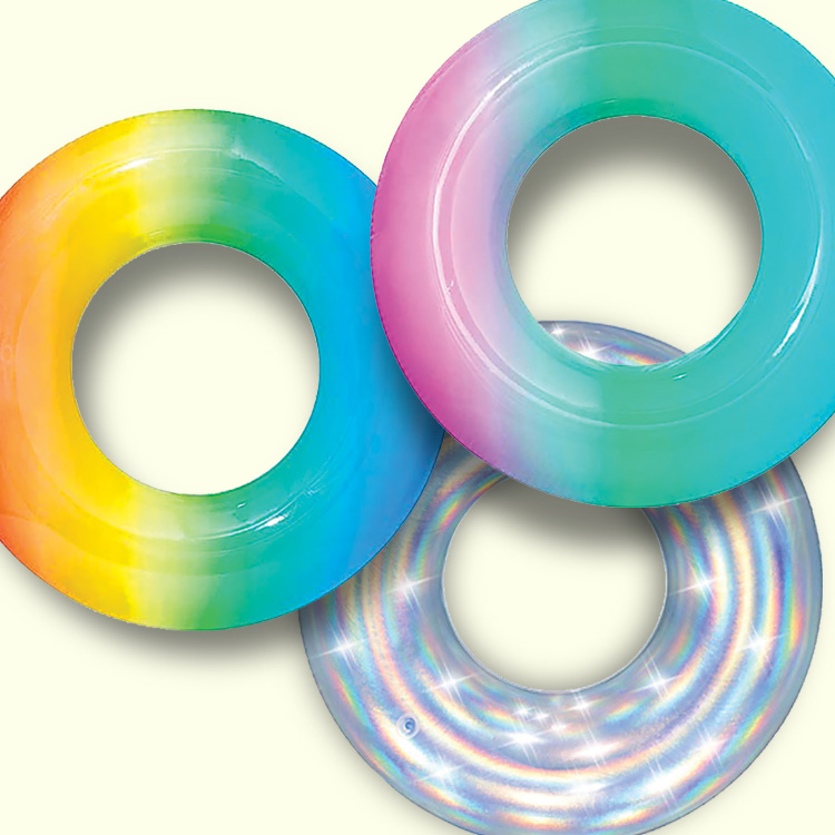 Rainbow Glitter Iridescent Swim Rings