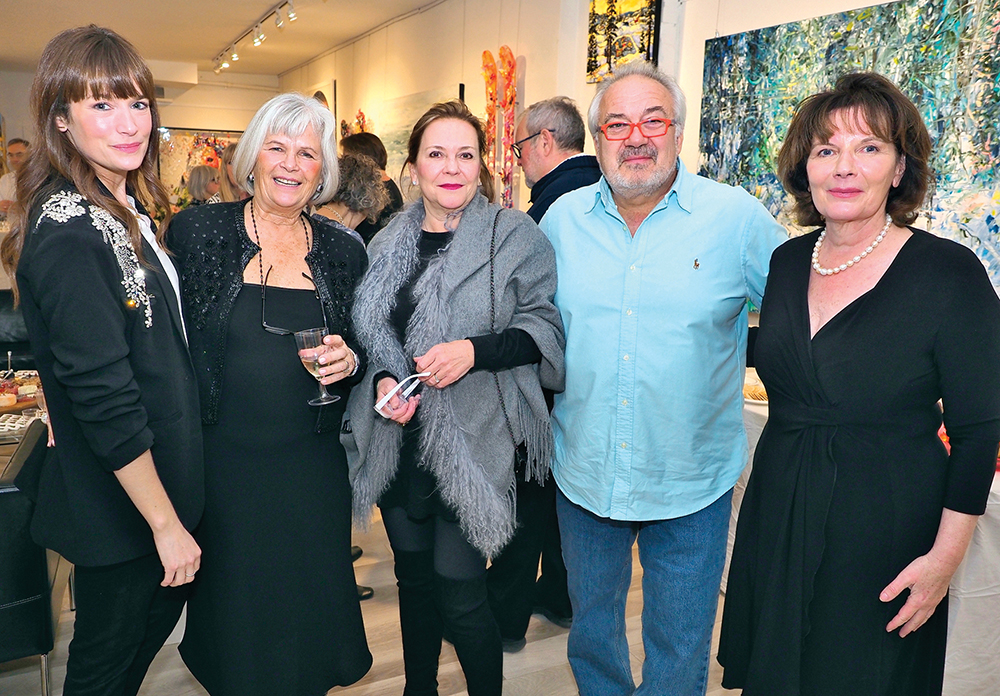 Photographer Lucia Remedios, gallery co-owner Maria Lamon, Tracey Prokofiev, painter Everist Prokofiev and gallery co-owner Susan Burack, at the Mountainside Gallery opening.  