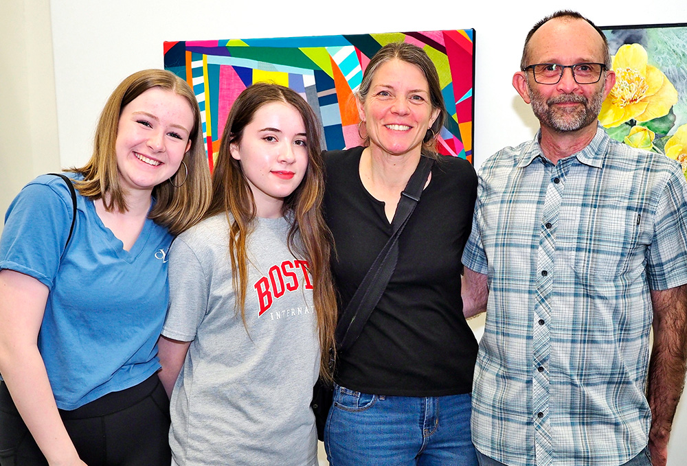 Lily West-Smith, Ariele Grillmayer, Alison Bond and Rick Grillmayer at the BMFA art show. Ariele Grillmayer won first place in the Student Digital category.