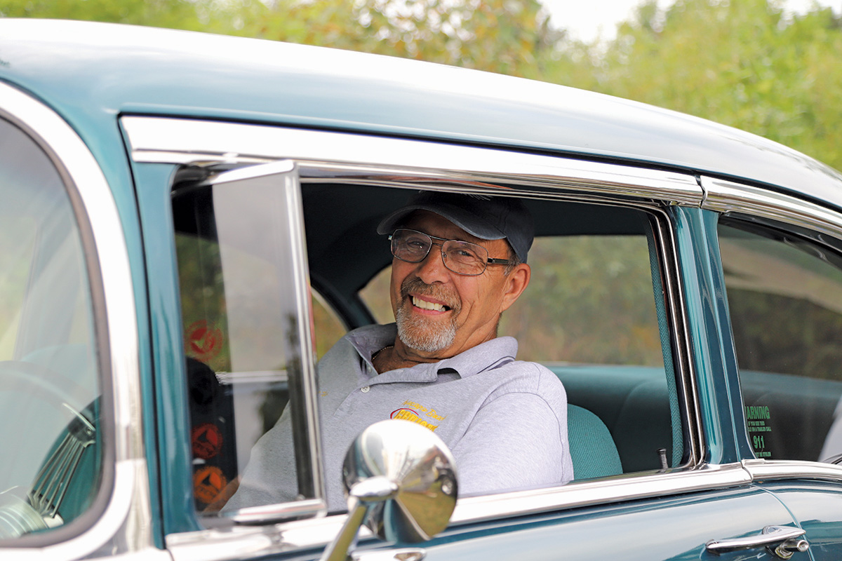 Norm Rumney with his restored 1956 Chevy Bel Air.