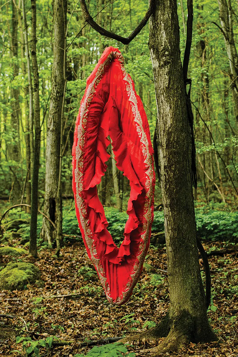 The Bean Bag Vulva, one of artist Fran Bouwman’s sculptures honouring the beauty, power and diversity of the vulva.