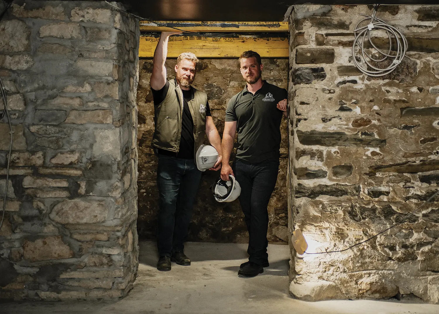 Jason Harrison, on the left, has a history working on castles in Northern Ireland. James is on the right.