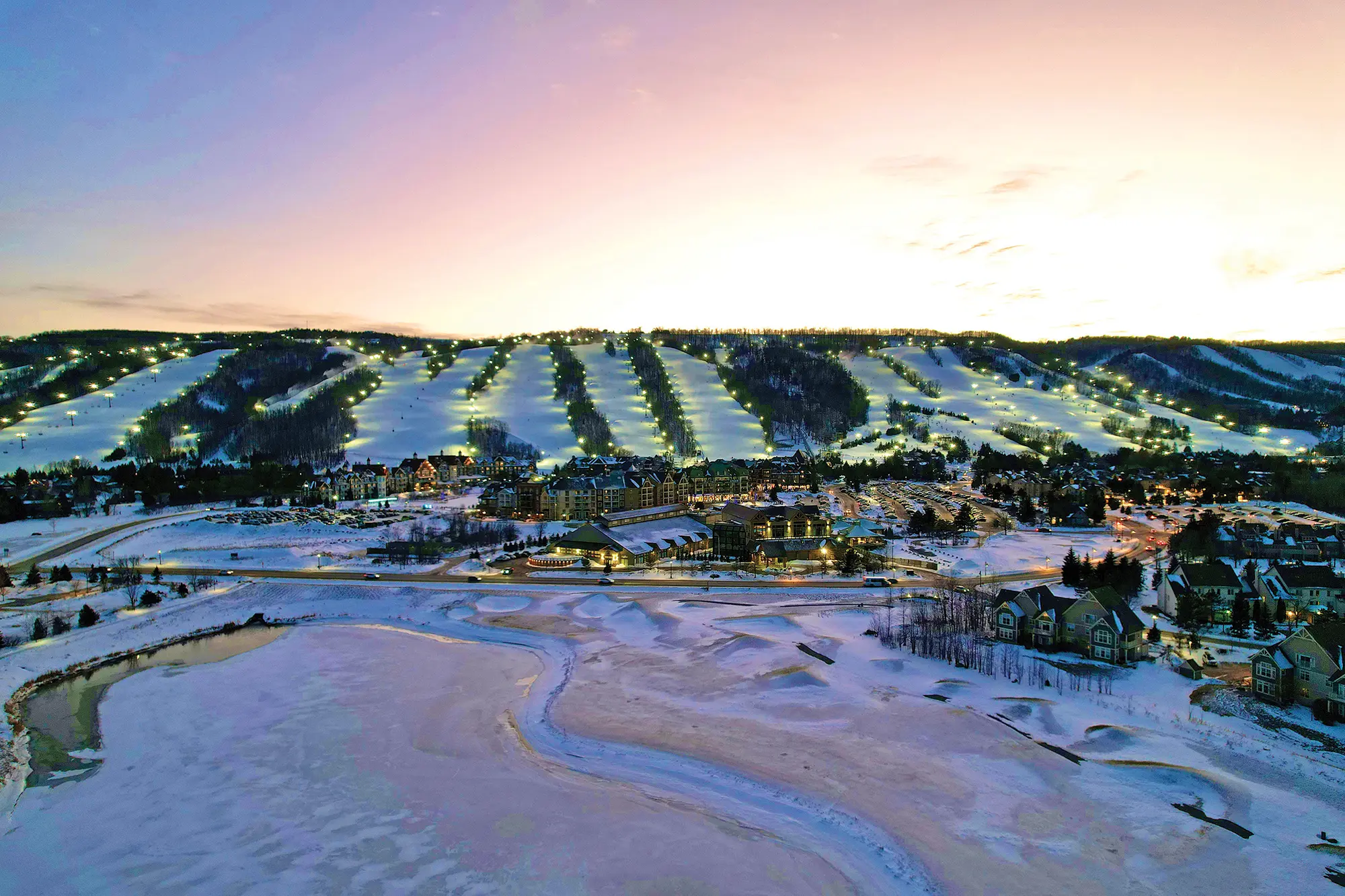 Blue Mountain Resort at twilight.