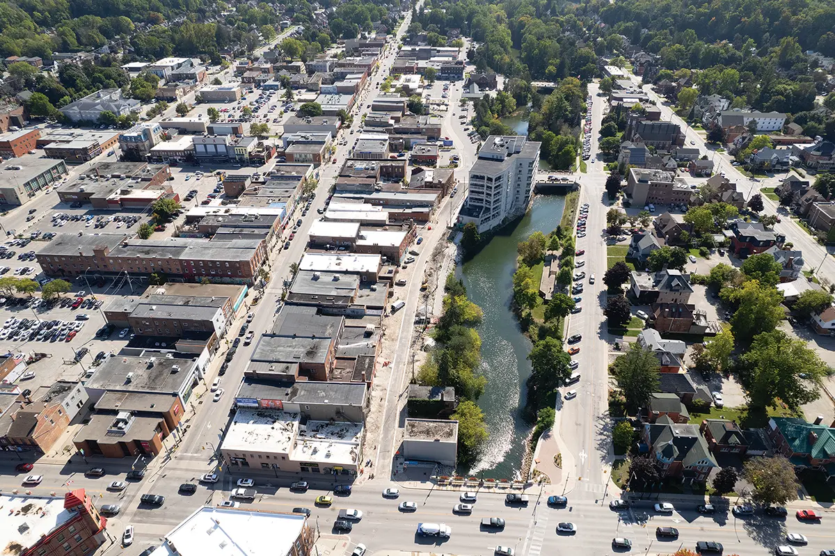 The Sydenham River flows through downtown Owen Sound.