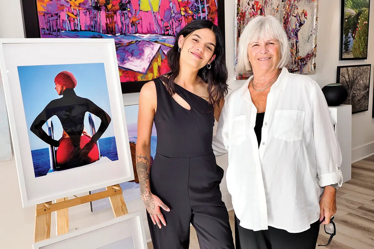 Fashion photographer Leah den Bok and Mountainside Gallery owner Maria Lamon at the reception for the exhibit “Threads of Light: Fashion in Focus,” featuring den Bok’s fashion photography as part of Collingwood Fashion Week.